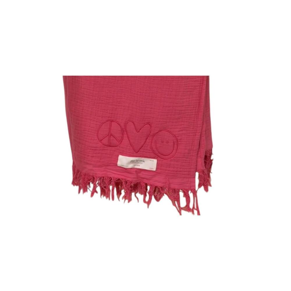 Peace Love World Boheme Home Gauze Blanket Dark Rose